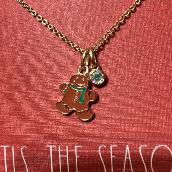 Rae Dunn GINGERBREAD MAN NECKLACE WITH FAUX GEMSTONE - Picture 6 of 9